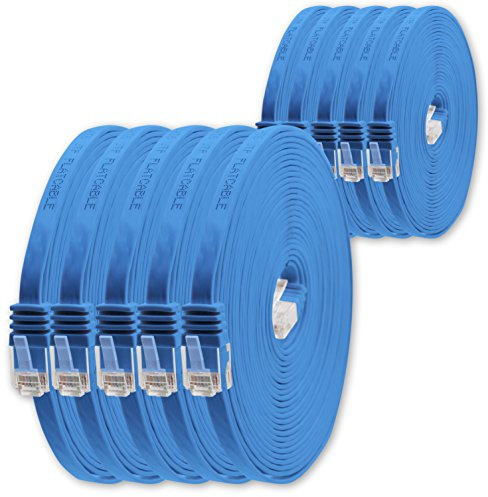 1,5m - blau - 10 Stück - Cat.6 Flaches Netzwerkkabel Cat6 Flachkabel Ultra Flach Cat.6 Patchkabel 1000 Mbit/s Gigabit LAN (RJ45) Flach Slim Micro