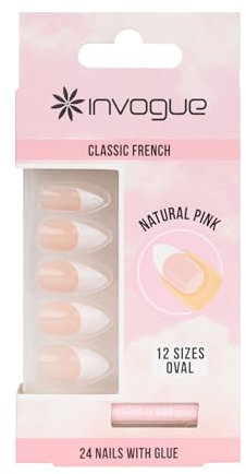 Invogue Invogue Acrylic Oval Nails - French Pink (28 Pieces)