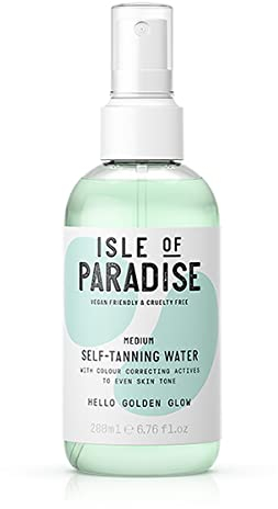 Isle of Paradise Selbstbräunungswasser feuchtigkeitsspendend, natürliche Inhaltsstoffe, vegan, 200 ml, Medium