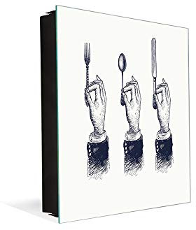 Concept Crystal Porte-clés décoratif avec Tableau à Surface magnétique K10 Cuillère, Fourchette et Couteau