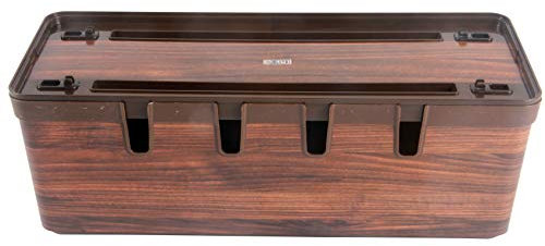 Maqio Wire Management Polypropylene IML Print Cable Tidy Boxes (Varnished Wood)