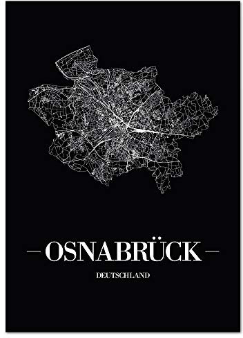 JUNIWORDS Stadtposter, Osnabrück, Wähle eine Größe, 21 x 30 cm, Poster, Schrift A, Schwarz