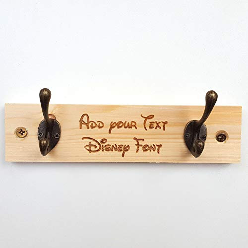Cutncraft Designs Wooden Coat Pegs Door Hook Hanger Personalised Name Custom Made Childrens bedroom Nursary- in Waltograph Font