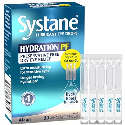 ALCON Systane Hydration Preservative-Free Lubricant Eye Drops, Transparent, 0.6 Fl Oz, 30 Count