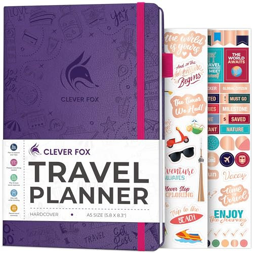 Clever Fox Reisetagebuch – Urlaubsplaner mit Budgetplan, Packliste, Ausgaben-Tracker & Reisetagebuch – Reiserouten-Organizer für Frauen, Männer & Paare – A5-Größe, Lila