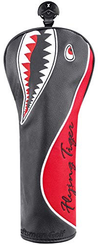 Craftsman Golf Black and Red Shark Golf Headcover for Fairway Wood, Golf Wood Cover
