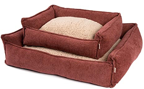 JAMAXX Premium Hundebett Orthopädisch Memory Visco Schaum Waschbar Abnehmbarer Bezug Wasserabweisend - Weiches Sofa Hundekorb Hunde-Körbchen mit Wendekissen / PDB2004 S-XL, 65x50 (S), Terracotta