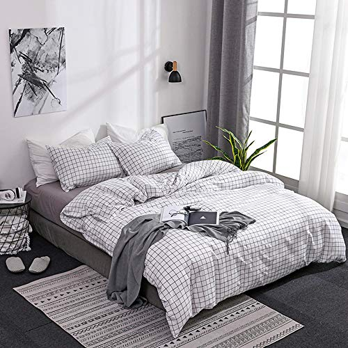 OPOWWEE Bettwäsche Set 135x200cm Weiß Geometrisch Wendebettwäsche Bettbezug 100% Weiche Angenehme Mikrofaser + 1 Kissenbezug 80x80 cm