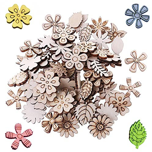 Streudeko Holz Blum, Smavles 400 Stück Holzblume DIY Holz Blumen Scheiben Naturholz Scheiben Streudeko Geeignet für Hochzeitsdekorationen, Christbaumschmuck, Kunsthandwerk, Sammelalben usw