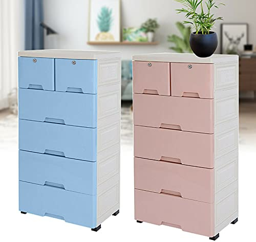 Kommode Schubladen Aufbewahrung Standschrank 6 Schubladen Mit 4 Räder Home, Geeignet Für Schränke, Schlafzimmer, Kinderzimmer, Spielzimmer, Eingangsbereiche Und Mehr (Rosa)