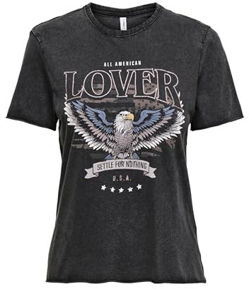 ONLY Damen ONLLUCY REG S/S JRS NOOS Top, Black/Print:Lover,XL