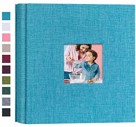 Mublalbum Kleines Fotoalbum, 10 x 15 cm, 200 Fotos, Leineneinband, Bilderbuch mit horizontalen Taschen, für Hochzeit, Familie, Jahrestag und Baby, Blau