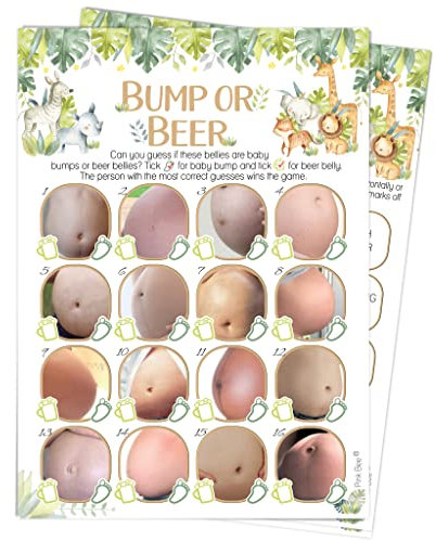 Pink Bee Parties Bump or Beer - Safari Theme Baby Shower Game - 20 Players