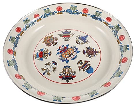 Zerodeko Retro Enamelware Plate Home Fruit Bowl Flat-Bottomed Vintage Design Perfect Present