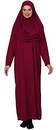 ihvan online, Muslimische Kleider für Frauen, Einteiliges Langarm-islamisches Gebetskleid, fuchsia, X-Small-XX-Large