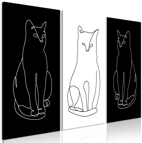 decomonkey Akustikbild Premium Katzen 90x60 cm 3 Teilig Kunst Schalldämmung