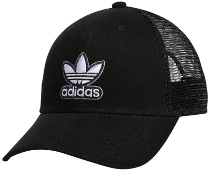 adidas Originals Men's Icon Trucker Structured Precurve Snapback Cap, Black/White/Grey, One Size