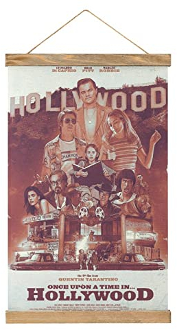YBEL Movie Once Upon A Time in Hollywood Scroll-Poster Stoffbild Kunst Holz DIY Rahmen Hängende Druck Aufhänger für Raumdekoration Öl Leinwand Kit Geschenk