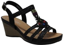 IVACHY Bohemian style wedges summer shoes braided decorated with beads ankle buckle closure open toe