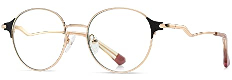 Cyxus Blaulichtfilter Brille Brillenfassung Rund Vintage Retro Stil für PC TV Tablet Unisex(8132 Schwarz&Gold)
