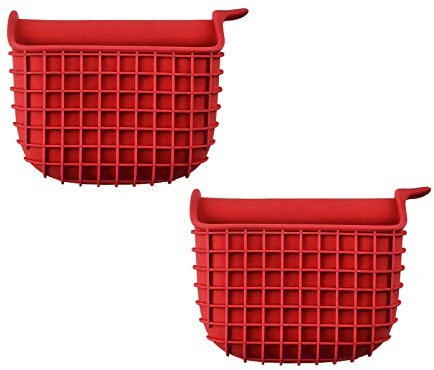 Wzxhew # Kitchen Insulated Gloves Rubber Gloves For Cooking And Baking Microwave Insulated Hand Grips 2pcs (Red, One Size)