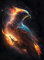 Poster Phönix - Phoenix Feuervogel im Weltall - Kunstdruck Wandbild für Weltall und Fantasy Begeisterte (60x80 cm)