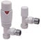 Designer Angled TRV Thermostatic Towel Rail Radiator Valves 15mm White | Energy Saving |