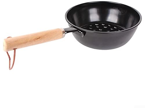 Emiif Schornstein Holzkohle Starter Pot Barbeque Safe Holzgriff BBQ Grill Kamin Feuerzeug Kohletopf Schwarz