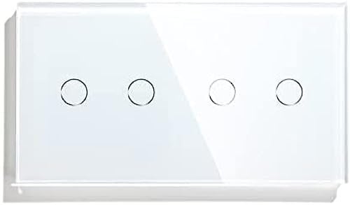 Smart Light Switch 4 Gang Touch Switch 157mm 2 Way Light Switch White Black Golden Crystal Class Panel Switch Waterproof Double 2 Gang Switches Smart Home Remote Control,White,2 Way,incomparable12
