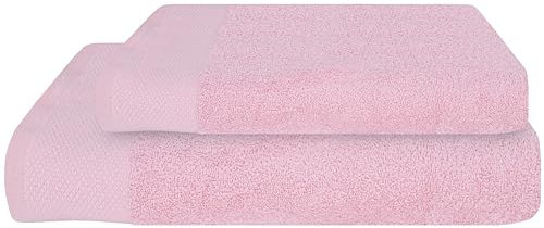 PERLARARA Set Asciugamani Viso e Bidet in Cotone, Morbidi e Confortevoli in Spugna 460 gr/mq, Asciugamano 60x110cm Ospite 40x60 cm - Rosa 267