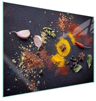 TMK ArtDeko Cache-plaque de cuisson 70 x 52 cm - 1 pièce - Protection contre les éclaboussures - Planche à découper - Épices