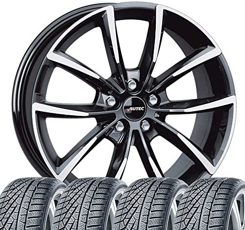 4 Winterräder Winter Astana 8x18 ET 25 5x112 Schwarz poliert mit 245/40 R18 97V NEX Winguard Sport 2 WU7 XL M+S 3PMSF