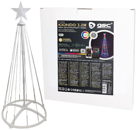 gsc evolution - Árbol navidad LED | Inteligente vía bluetooth | Con mando | 1,2M | 24 funciones RGB IP44
