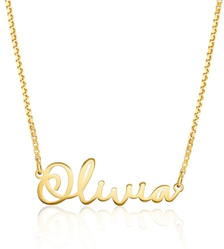 Personalised Name Pendant Necklace | Available in Silver, Gold or Rose Gold | Unique Font | The Perfect Handmade Gift (18K Gold)