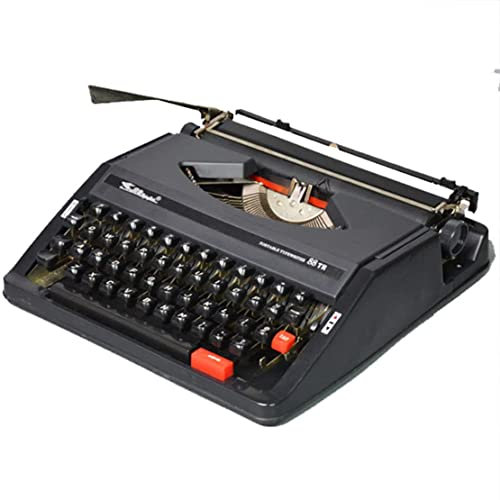 Tragbare Mechanische Retro-Schreibmaschine, Vintage Manuelle Schreibmaschine, Ideal für Briefe, kreatives Schreiben, Basteln, Freies Schreiben – inklusive Doppelspule, schwarz-rotes Band,Black