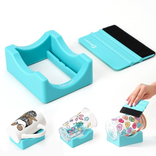 Beryzol Silicone Cup Cradle, Cup Cradle for Tumblers with Felt Squeegee Use to Apply UV DTF Stickers/Vinyl Stickers for Tumblers - Keep Mugs in Place