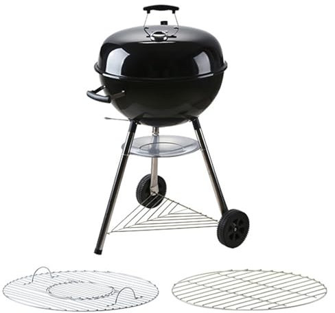 Barbecue Weber Charbon, Gril à Charbon avec Roues, Couvercle en Email et Thermomètre, Roues de bol de Gril Rond D'extérieur (Size : B)