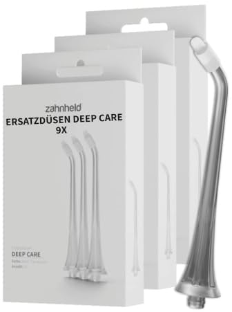 Zahnheld Ersatzdüsen Munddusche Deep Care AQUADENT A1+A2, 9er Set, Weiß | Aufsätze elektrische Munddusche, Dual-Action für Zahnspangen & Brücken, Zahn- & Mundreinigung mit Wasserstrahl + Borsten