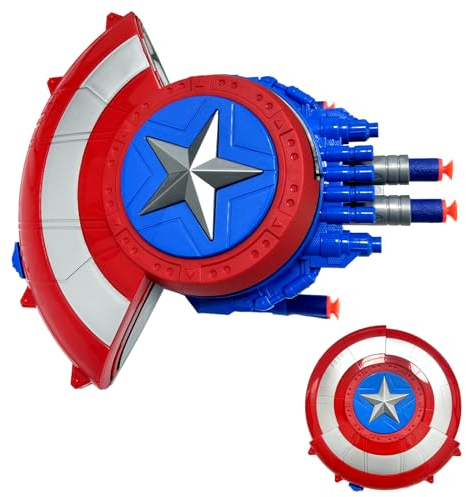 Captain America Shield Launcher, Captain America Schild Weiche Bullet Launcher Spielzeug, Defensive Shield and Shield Launcher, Superhero Dress Up Costumes, Cosplay Requisiten Geschenk für Kinder