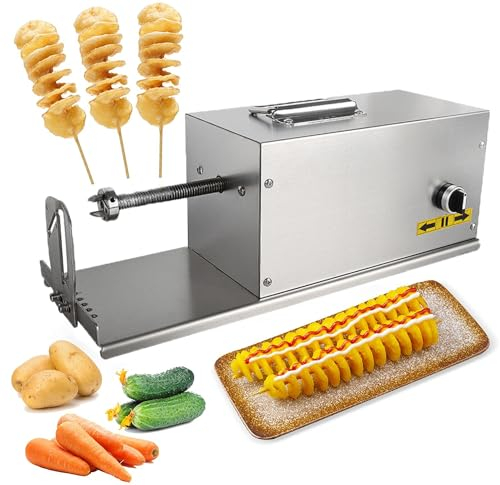Annuod Affettatrice Elettrica per Patate, Tagliapatate Tornado Automatica in Acciaio Inossidabile da 40 W, Strumento Professionale per Tagliare Patate Fritte, per Famiglia/Cucina/Snack Bar