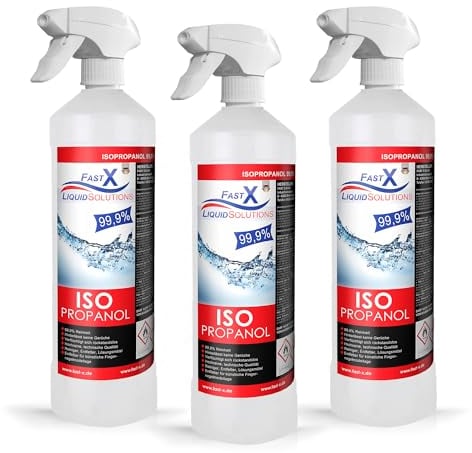 Isopropanol 99,9% Reiniger in Sprühflasche – 3x1 Liter | Hochprozentiger IPA Reinigungsalkohol für Haushalt & Elektronik | Made in Germany (Spray 3x1 Liter)