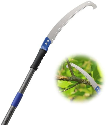 Starbover Pruning Saw Blue, Garden Saws Pruning Saws for Trees with Curved Blade, Pole Saw Long Reach 10FT for Trimmer Yard Garden Patios Trees Branches