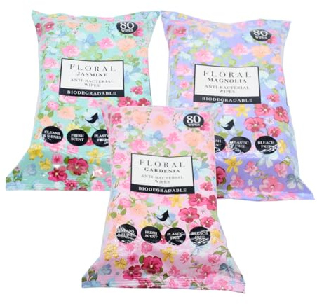3x Floral Anti-Bacterial Wipes - Mix - 80 Wipes Each
