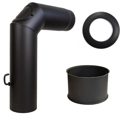 Kaminrohr Ofenrohr-Set Standard 2mm Hauptrohrset mit Drosselklappe Kaminrohr Bogen 90° mit Tür Ofenbogen Wandfutter Rosette 120 mm