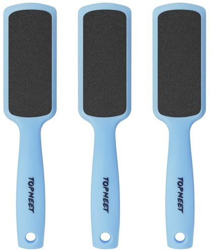 Topmeet Lima de pies para piel muerta, removedor de callos de doble cara, herramienta profesional de pedicura para pies suaves y lisos (azul)