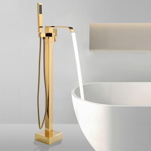 XJTNLB Freistehende Badewanne Armatur Gold Badewannenarmatur mit Brause 360° Schwenkbar Bad Armatur Badewanne