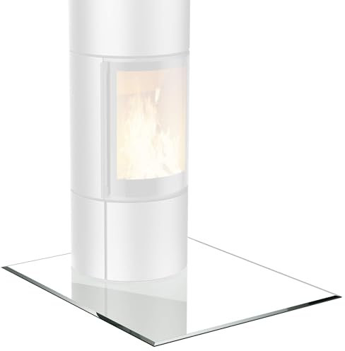 BIJON Glasplatte Quadrat für Kaminofen mit Dichtlippe, Glasbodenplatte - Funkenschutzplatte Glas mit Facettenschliff, Kaminglas Bodenplatte, Stärke 6mm 110x110 cm