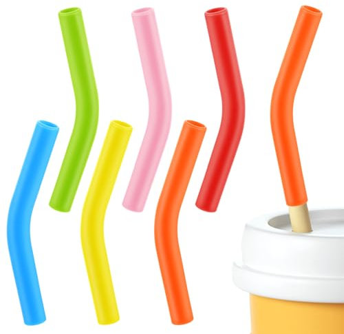 Ymapinc 6Pcs Multicolored Silicone Straw Tips, Reusable Drinking Straws Inner Diameter 8mm/0.31inch for Detachable Silicone Straw Covers Fit 5/16in 8mm Metal Stainless Steel Glass Straw