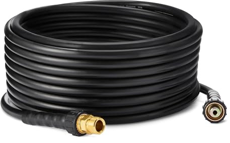 Amazon Basics 50ft Pressure Washer Hose, 3200 PSI Rating, Flexible, 3-Layer Design, Heavy-Duty Cleaning, Durable, Black, 1-Pack