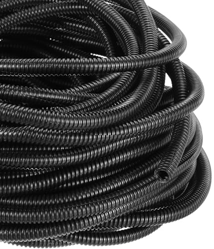 DMiotech 30m Wire Loom Split Tubing 10.4mm, Cord Protectors from Pet Flexible Conduit Cable Management for Office, Home, Garden, Black